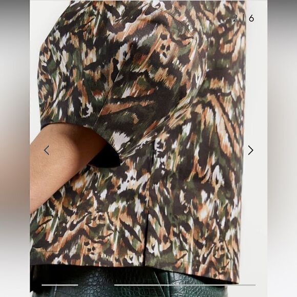 Ted Baker Evrett Lantern Sleeve Shirt Khaki Size 4 - US 12 - Picture 2 of 12